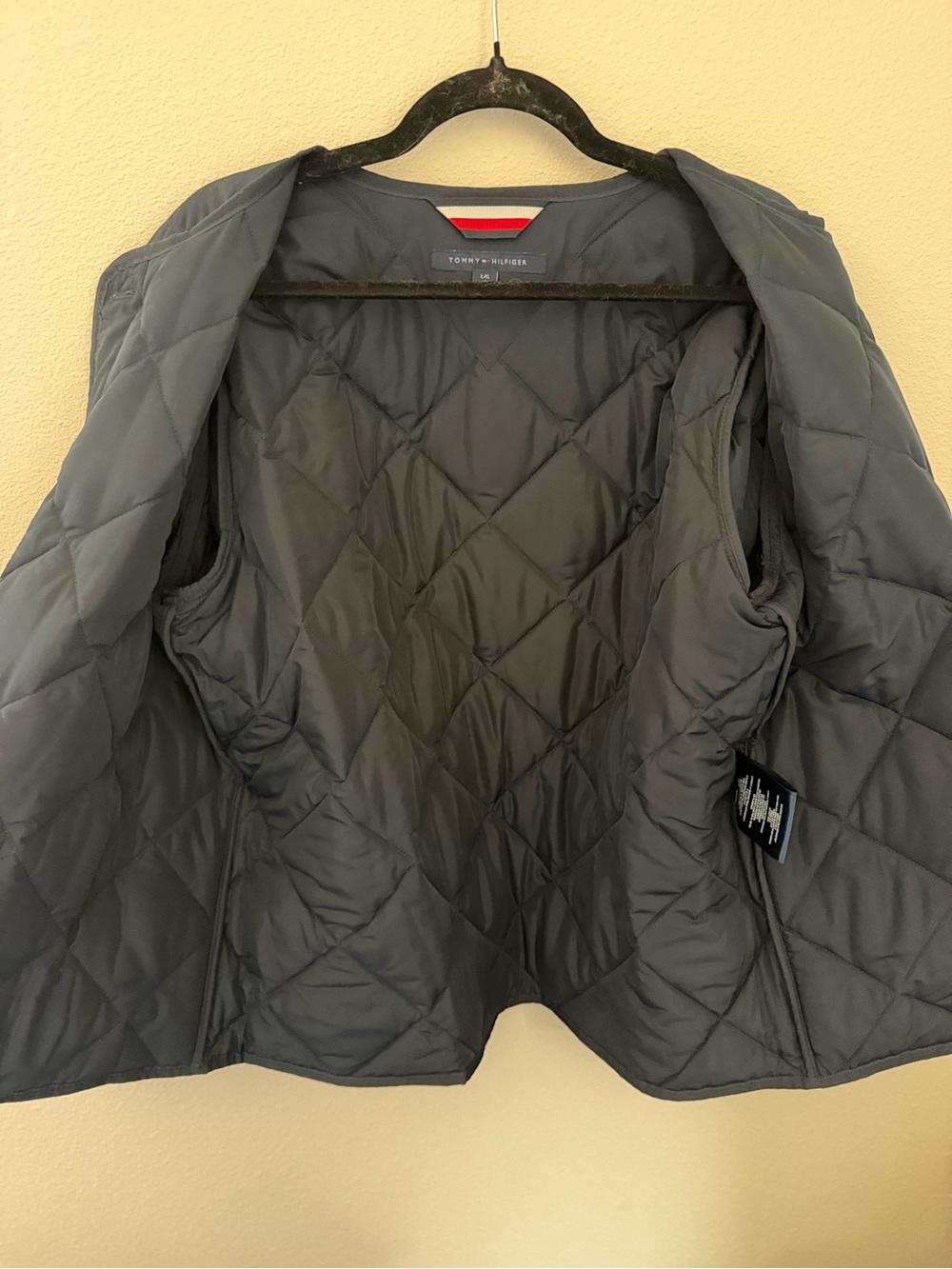 Tommy Hilfiger Navy Diamond Quilted Collarless Jacket Women’s L - Picture 5 of 9